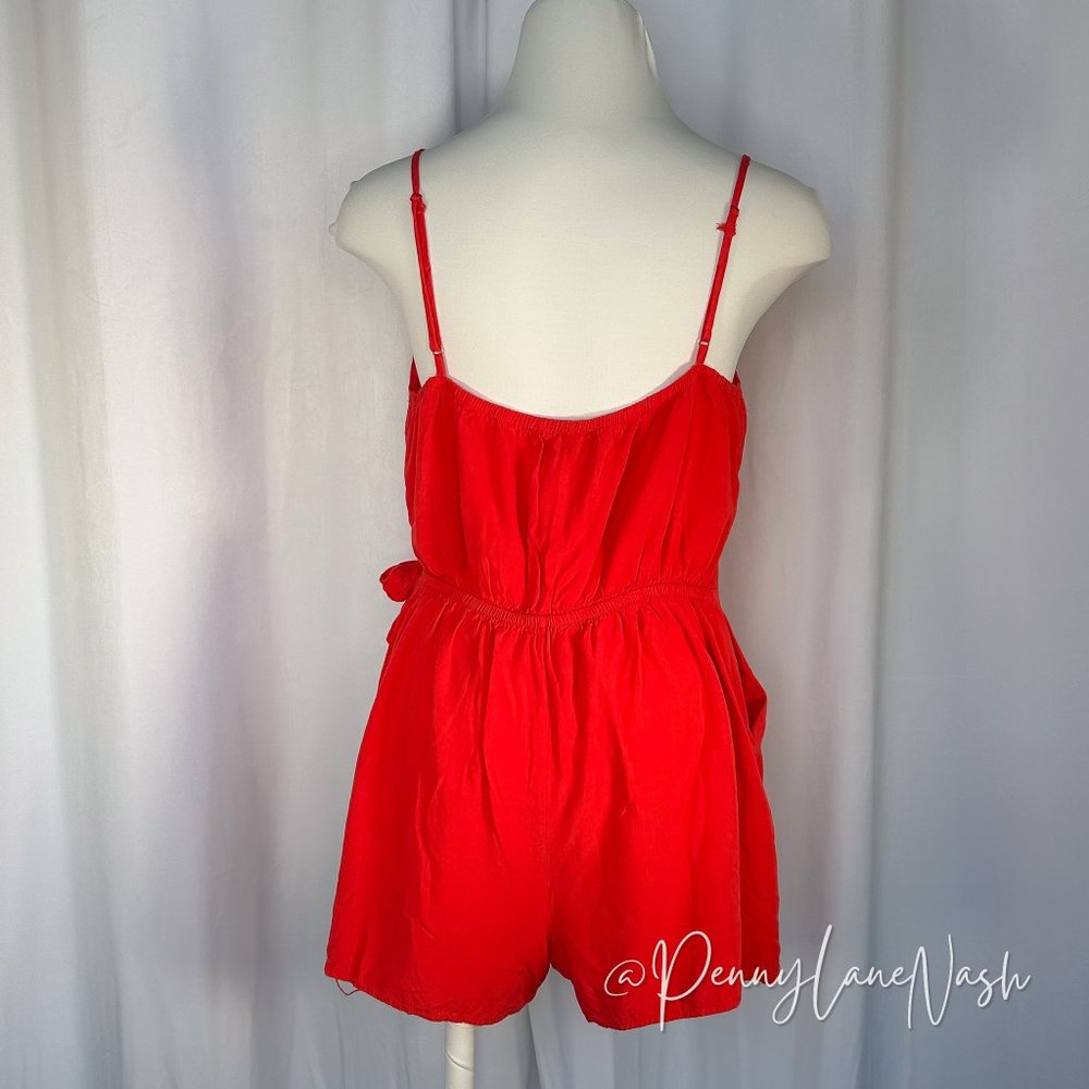 One Clothing Side Tie Romper Red - Picture 3 of 6